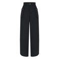 thumbnail image 5 of Fashion Sweatpants For Women Solid Color Mid-waist Double Button Casual With Pocket Black Jogger Sweatpants (XL), 5 of 7