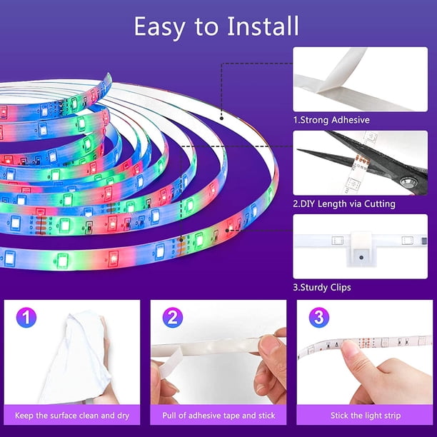 Bluetooth LED 10M LED Strip 5050 RGB LED Dormitorio Tira de luz flexible multicolor, controlado por la aplicación de teléfono inteligente, sincronizar con la función de ritmo / temporizador de música ZefeiWu 8390615444163