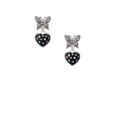 thumbnail image 2 of Delight Jewelry Silvertone Black Resin Heart with Tropical Crystals Silvertone Antiqued Butterfly Post Earrings, 2 of 4