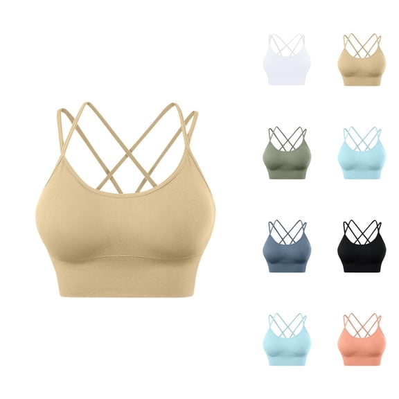 Sports Bras for Women Strappy Cross Back Low Impact Longline Bralettes Workout Gym Yoga Bra