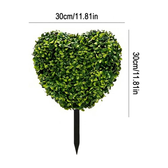 Boxwood Heart With Bow Topiary, Valentines Day Decorations Green And White, 32",Realistic Faux Potted Shrub For Indoor/Outdoor, Front Porch, Office Decor , not include the soil,1PCS