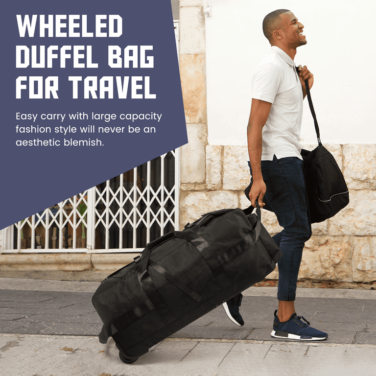 DAKOMM 90L Foldable Rolling Duffel Bag with Wheels, Extra Large 34