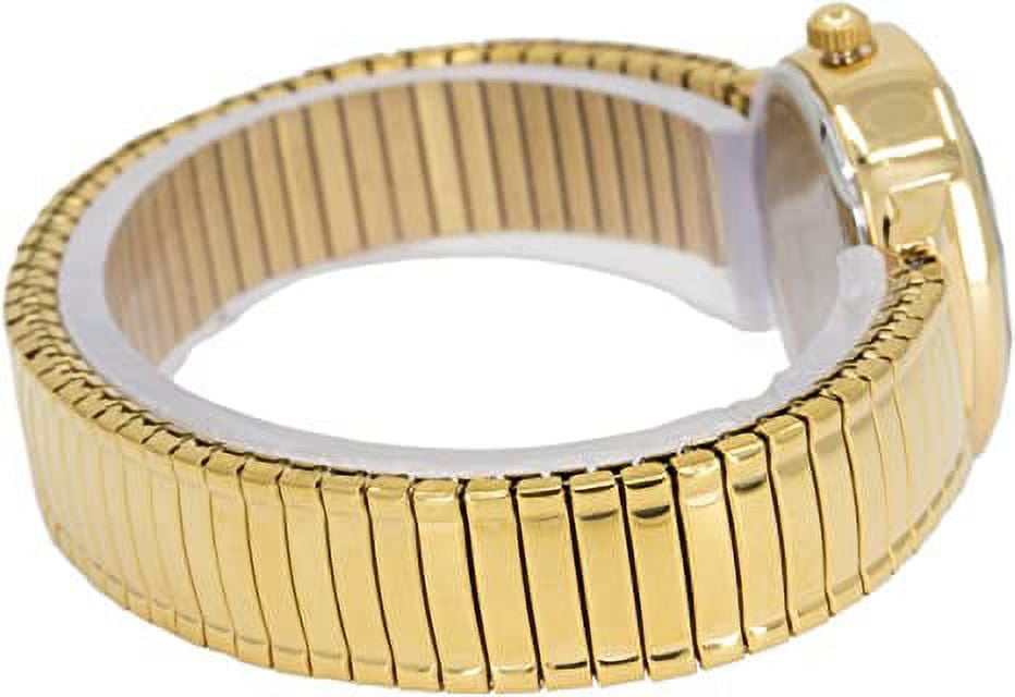 Blekon Collections Women's 25mm Analog Display Case Cut Crystal Mother of Pearl Dial Slim Metal Stretch Expansion Band Ladies Wrist Watch
