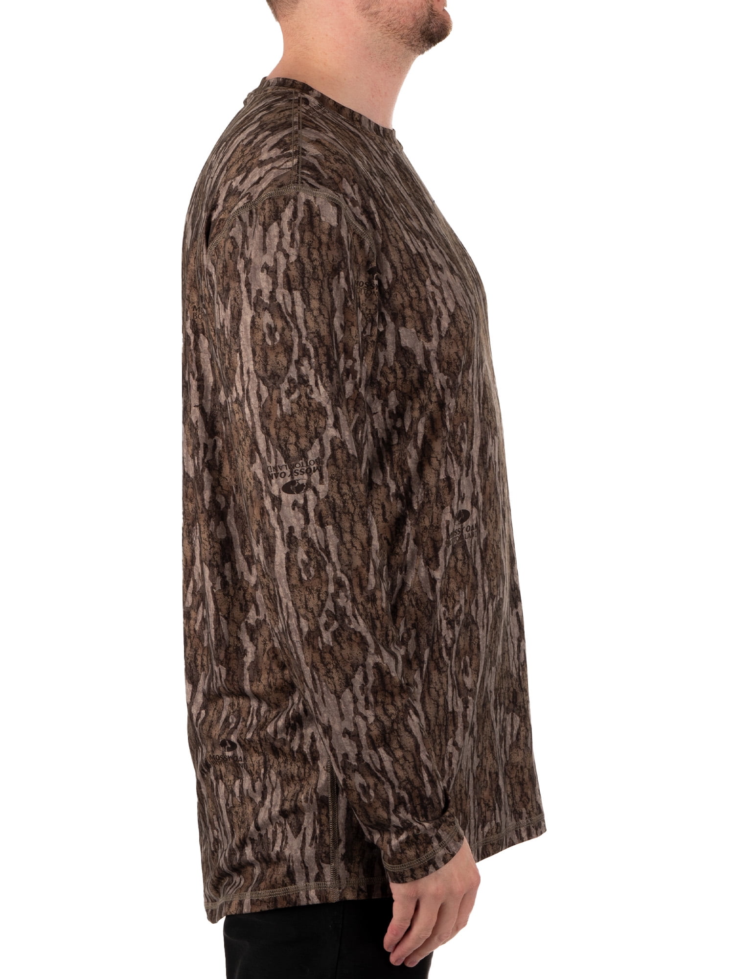 Mossy Oak Men's Long Sleeve Camouflage Hunting Performance Shirt, Mossy Oak Bottomland, 2XL