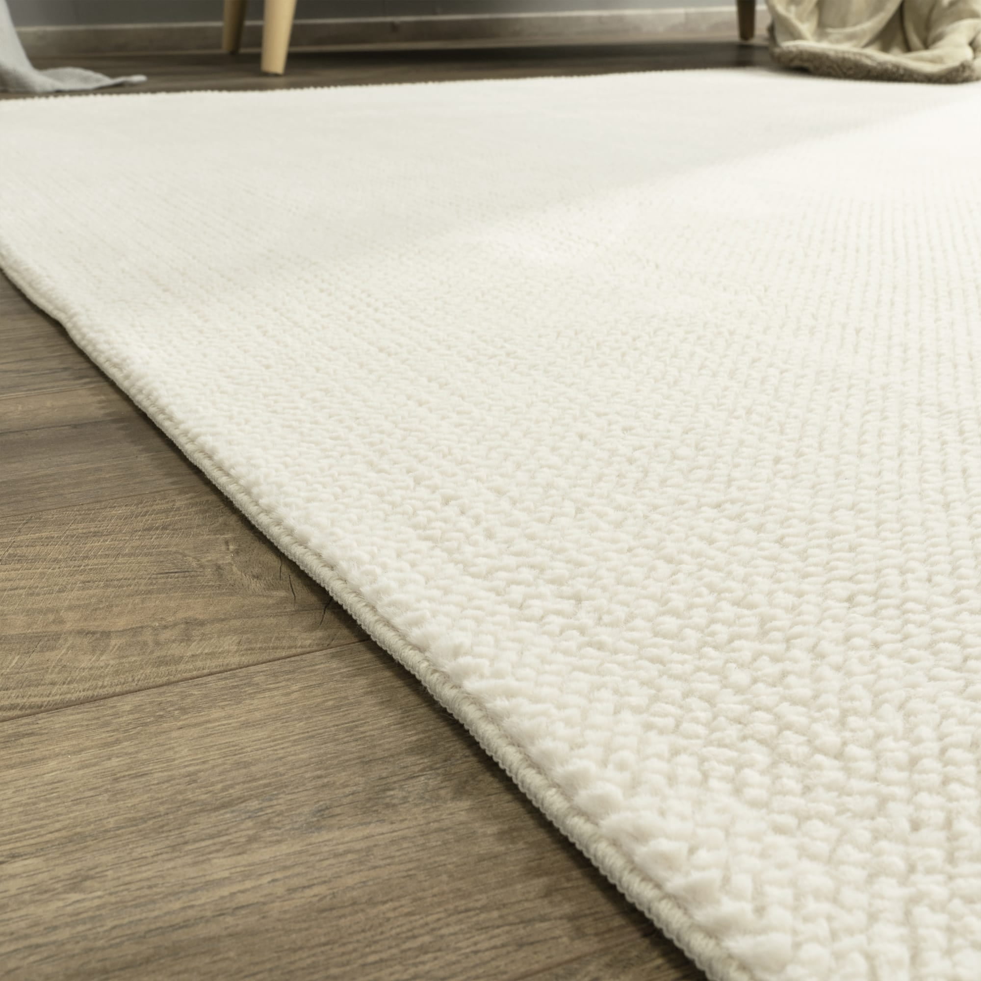 Paco Home Textured Area Rug Soft & Washable in Beige - 3'11" x 5'3" (4'x5')