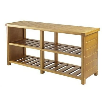 Luxury Home Keystone Tan Wood 2 Shelf Shoe Bench Walmart Com