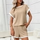 thumbnail image 4 of Camisas de Manga Corta para las Mujeres Casual Color Sólido Cuello Redondo Blusa Y Pantalones Cortos Conjunto, Moda Primavera Verano Traje, 4 of 7