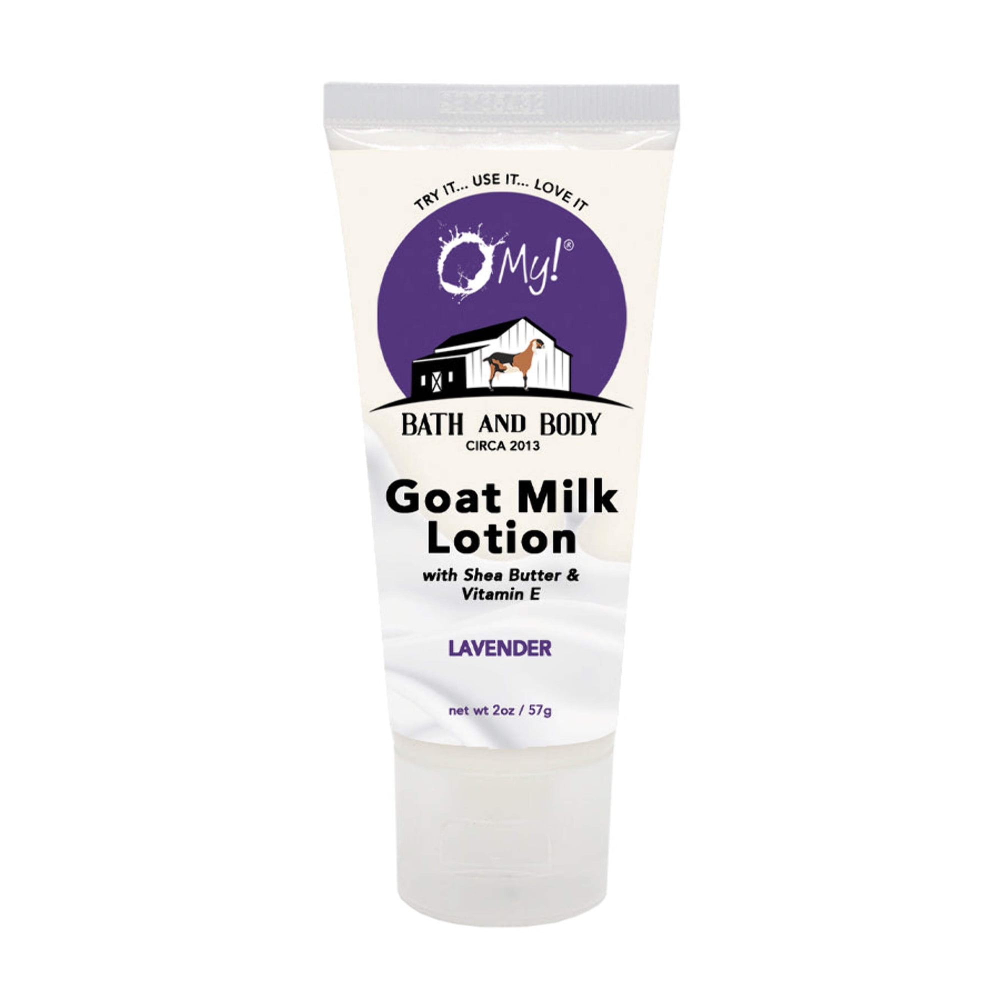 O My! Goat Milk 2oz Traveler Size Lotion | Made with Raw Goat Milk | Shea Butter and Vit E | Free of Parabens More | Handcrafted in USA
