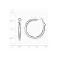 thumbnail image 2 of Sterling Silver Rhodium Plated Hinged Earrings - 3.6 Grams - Measures 30x30mm Wide 3.25mm Thick, 2 of 2