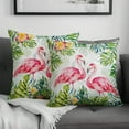thumbnail image 3 of Flamingos Throw Pillow Cover Set of 2 Tropical Leaves Pillow Cases 16 X 16 Inch Bird Flowers Cushion Covers Soft Cotton Linen Home Decorative Pillowcases Cushion Case for Indoor Outdoor Bedroom, 3 of 6