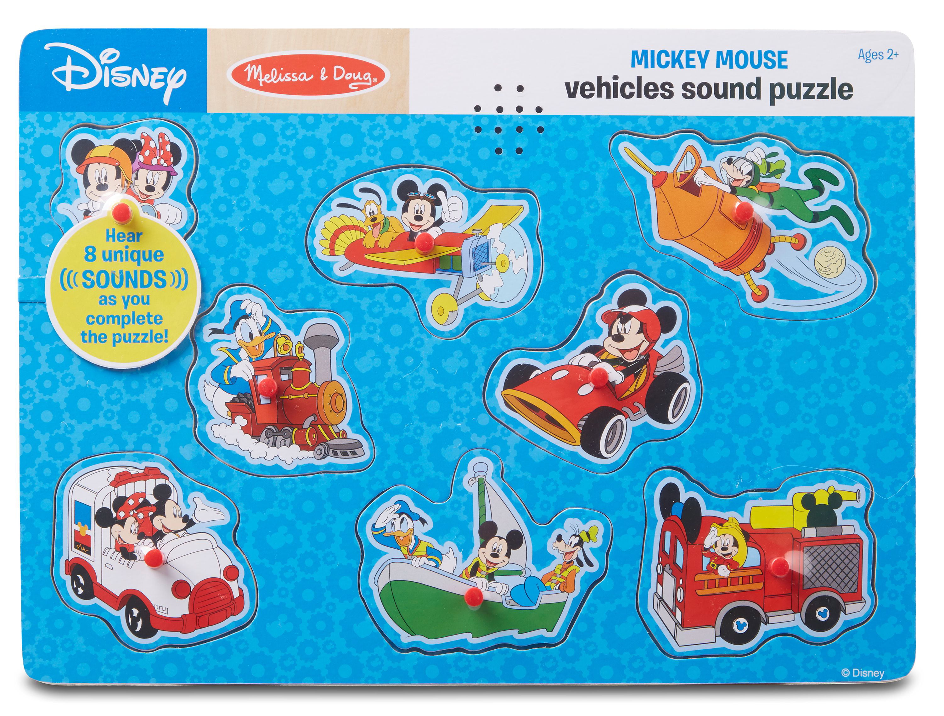 Melissa & Doug Disney Mickey Mouse Vehicles Sound Puzzle 8 Pcs Ages 2 for sale online
