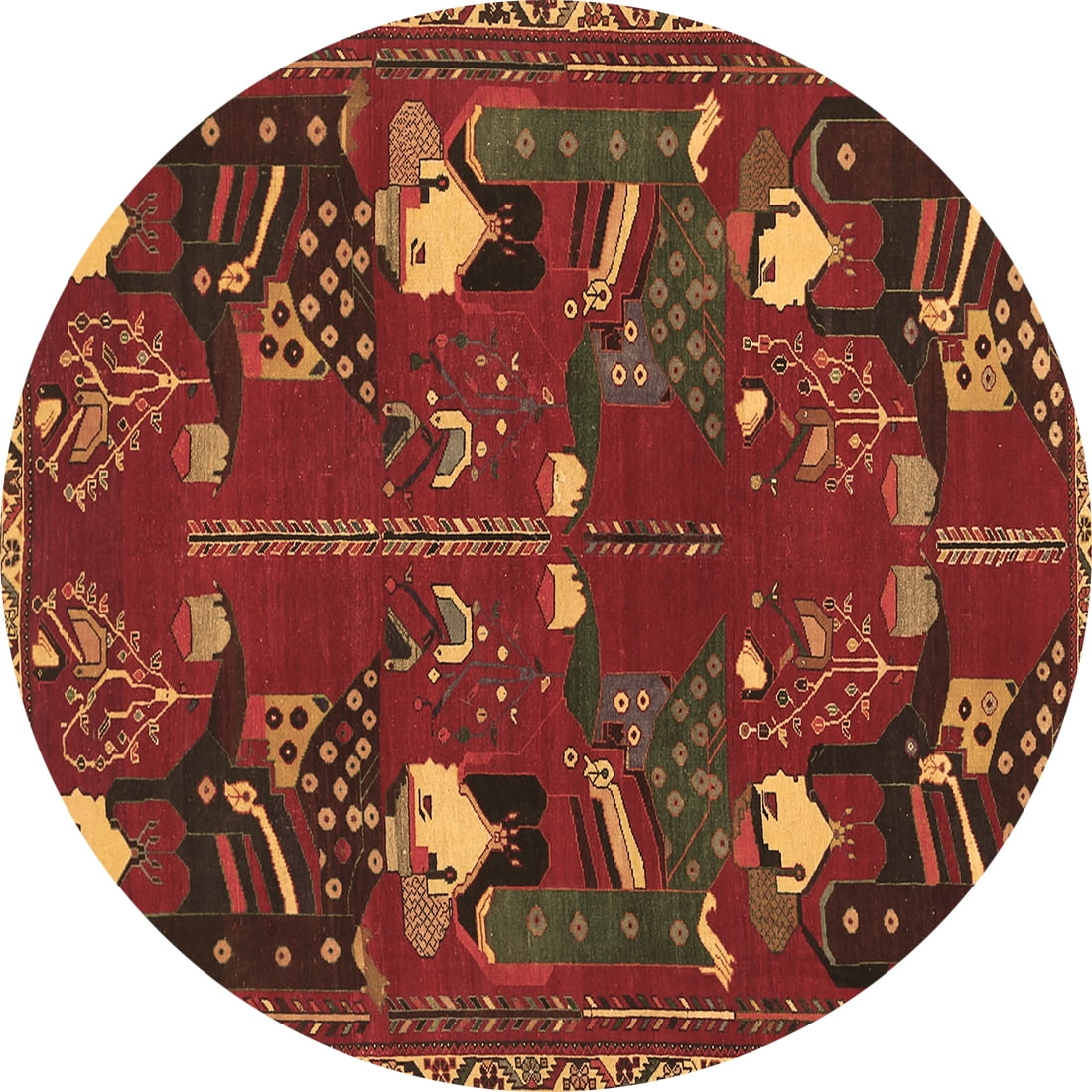 Ahgly Company Indoor Round Persian Brown Traditional Area Rugs, 6 ...