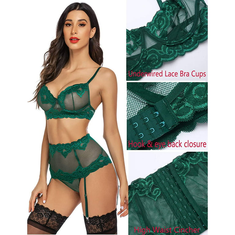 Buy online Set Of 3 Lace Detail Bra & Panty Set from lingerie for Women by  Earmark for ₹339 at 74% off
