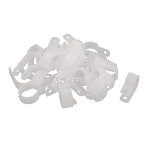 30Pcs Nylon R Type 5/8" 16mm Cable Cord Wire Clamp Clip Fastener White(30Pcs Nylon R Tipo 5/8' '16mm Cable Cord Wire Clamp Clip Fastener White