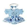 thumbnail image 1 of Bébé Fille Manches Courtes Robe de Body Volants + Bandeau Robes Florales Rompers 2Pcs Ensembles, 1 of 7