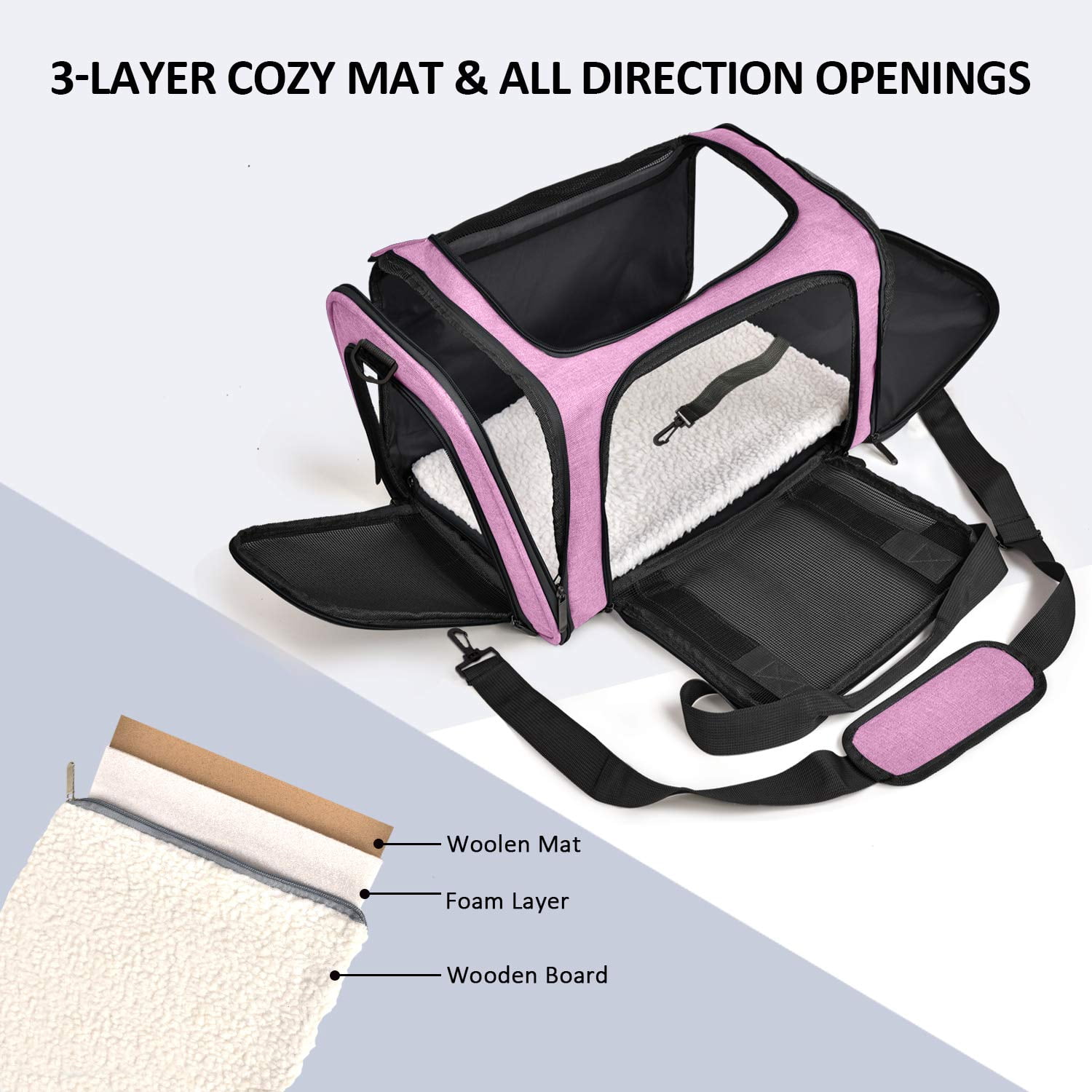 Cat, Dog Carrier for Small Medium Cats Puppies up to 15 Lbs, TSA Airline Approved Carrier Soft Sided, Collapsible Travel Puppy Carrier - Grey