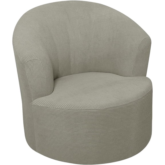 High‑Stretch Velvet Swivel Barrel Chair Slipcover, Non‑Slip Machine Washable Club Round Armchair Furniture Protector,Grey