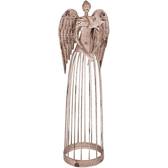Y&K Decor Antiqued Metal Garden Angel Statue Patio Lawn Yard Indoor Outdoor Decorations Christmas(25.5")