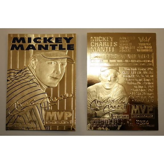 MICKEY MANTLE 1996 23KT Gold Card Sculptured ** 3-Time MVP ** Serial #'d NM-MT