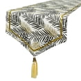 thumbnail image 1 of The HomeCentric Decorative Black & Gold 6 Seater Table Runner (14 x 60 inch), Leaf Pattern, Gold Glitter, Metallic Gold & Tassels, Cotton fabric Table Linen, Floral Pattern Modern Style - Panra, 1 of 10