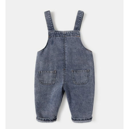 

nsendm Children Toddler Kids Infant Baby Boys Girls Denim Patchwork Overalls Suspender Pants Outfits Clothes Boys Wear Pants Blue 18-24 Months