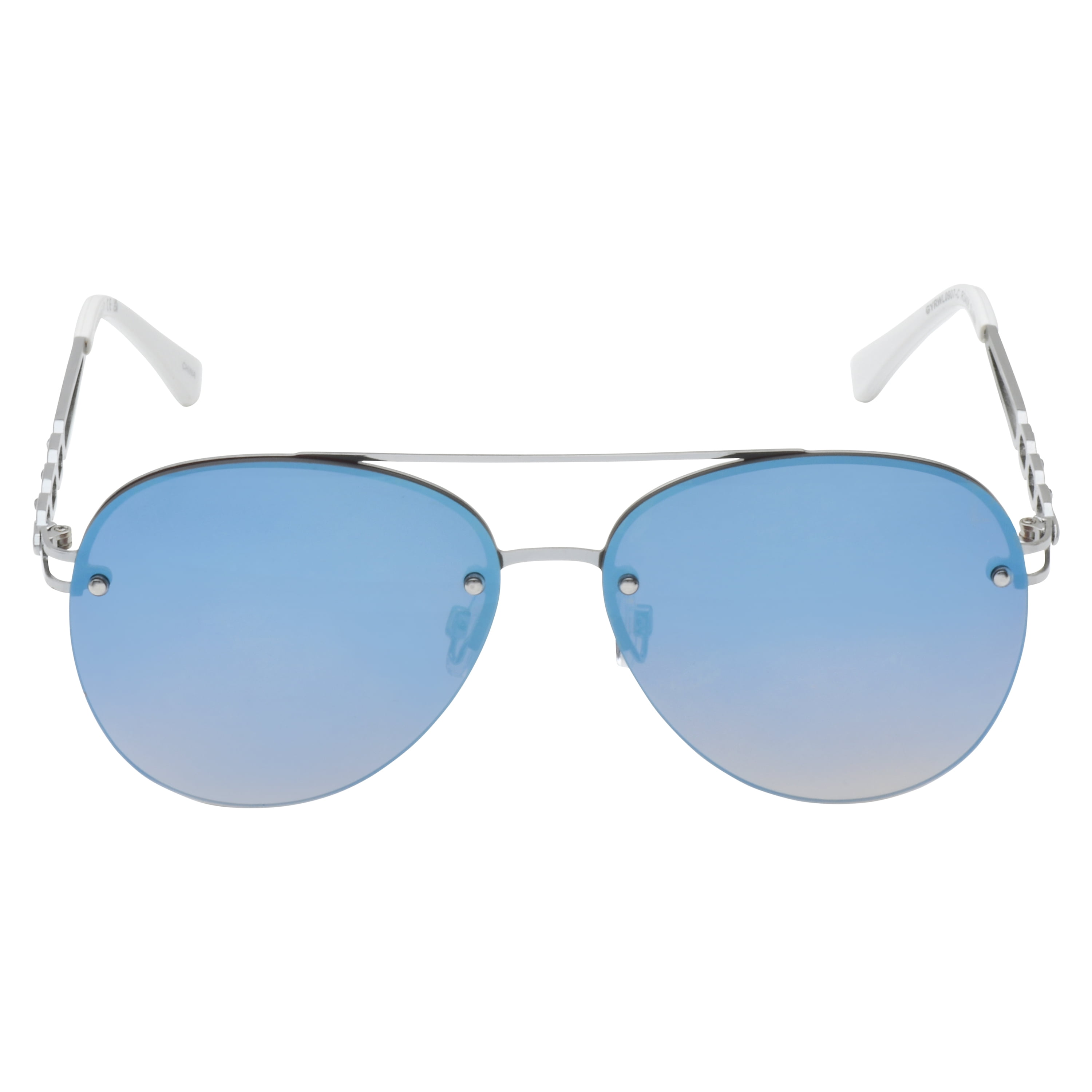Rocawear Women's R3408 Semi Rimless Metal UV400 Protective Aviator Pilot Fashion Sunglasses, 62mm