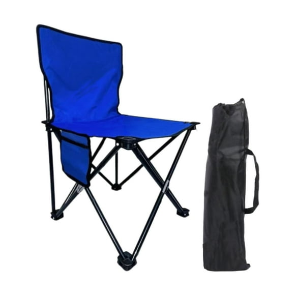 Silla de camping plegable para exteriores, ideal para acampar, viajar y usar en el jardín. Azul