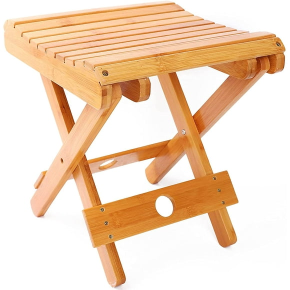 Foldable Bamboo Shaving Stool Shower Stool Bathroom Footrest Small Home Portable Bench Chair Outdoor Seat for Spa Sauna Camping The Living Room Garden Study Natural Balcony