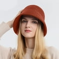 thumbnail image 3 of Womens Knit Buckle Hat Braided Floppy Winter Warm Fisherman Foldable Sun Bowler Hat Red, 3 of 5