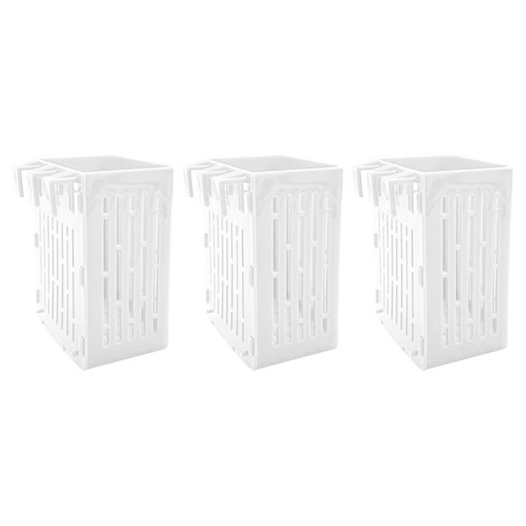 Kitchen Utensil Set Fish Tank Hydroponic Basket Aquarium Plant Holder Fish Tank Plant Holder With Hooks For Fish Tank Aquaponic Plant Cultivation And Decorations, 3Pcs White
