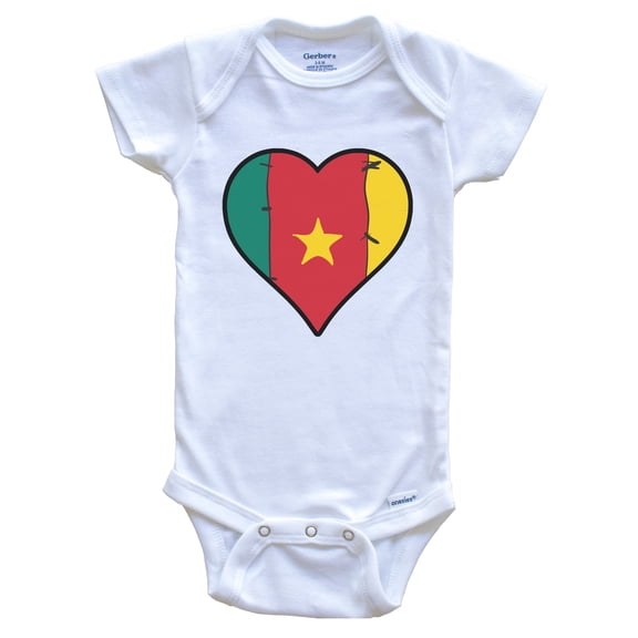 Cameroon Heart Cameroonian Flag Baby Bodysuit