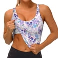 thumbnail image 3 of Balery white Skull crystal flower Pattern Racerback Sports Bras for Women - Padded Seamless High Impact Support for Yoga Gym Workout Fitness-X-Large, 3 of 8