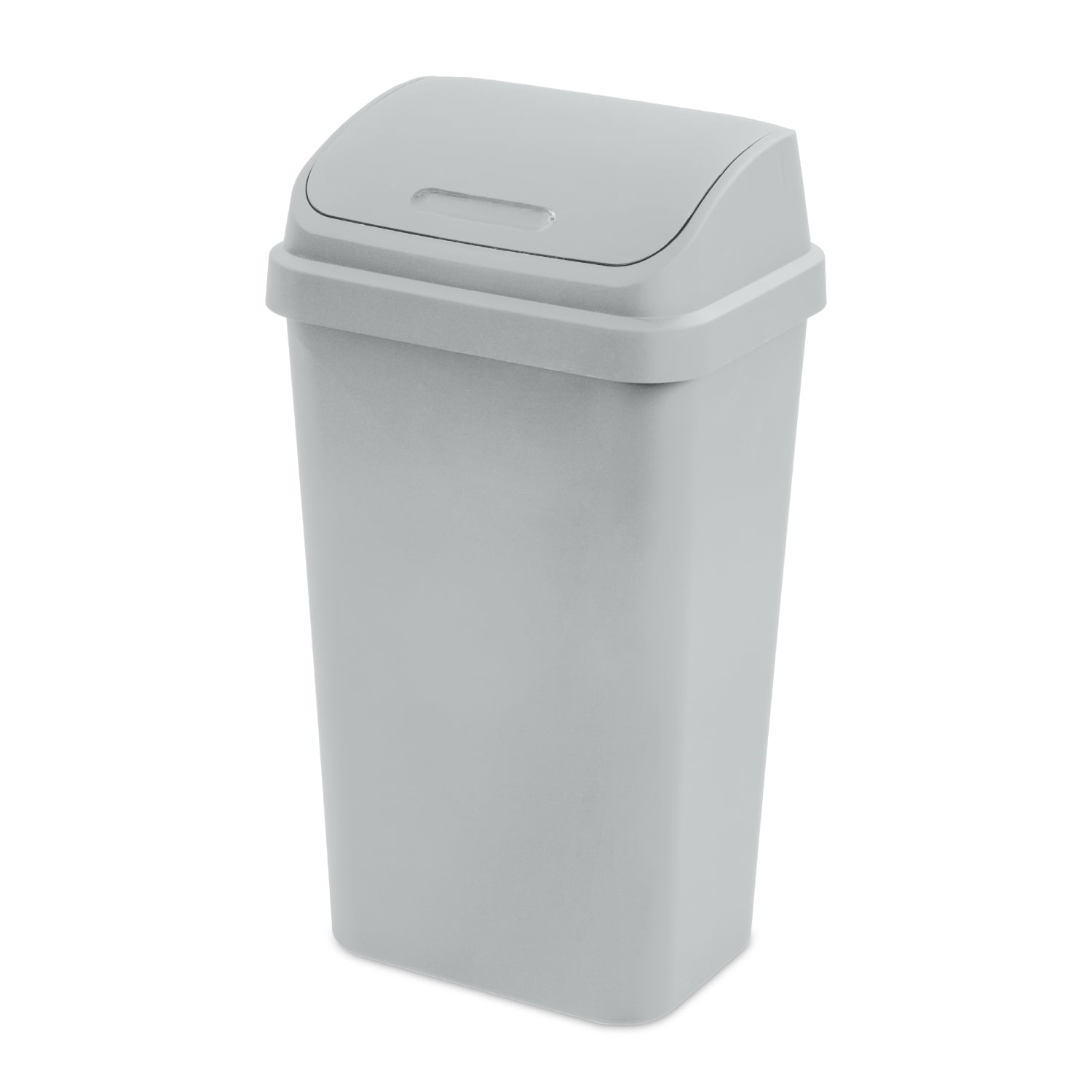 (2 pack) Sterilite Kitchen Trash Can, 13 Gallon Plastic Garbage Bin with Swing Top Lid, Light Gray