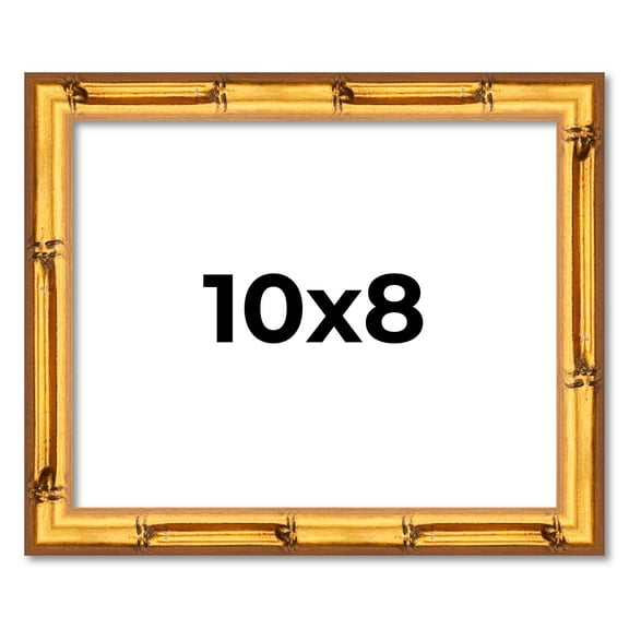 10x8 Frame Gold Bamboo Solid Wood Picture Frame | 0.75 Inch Moulding Width | Interior Frame Depth
