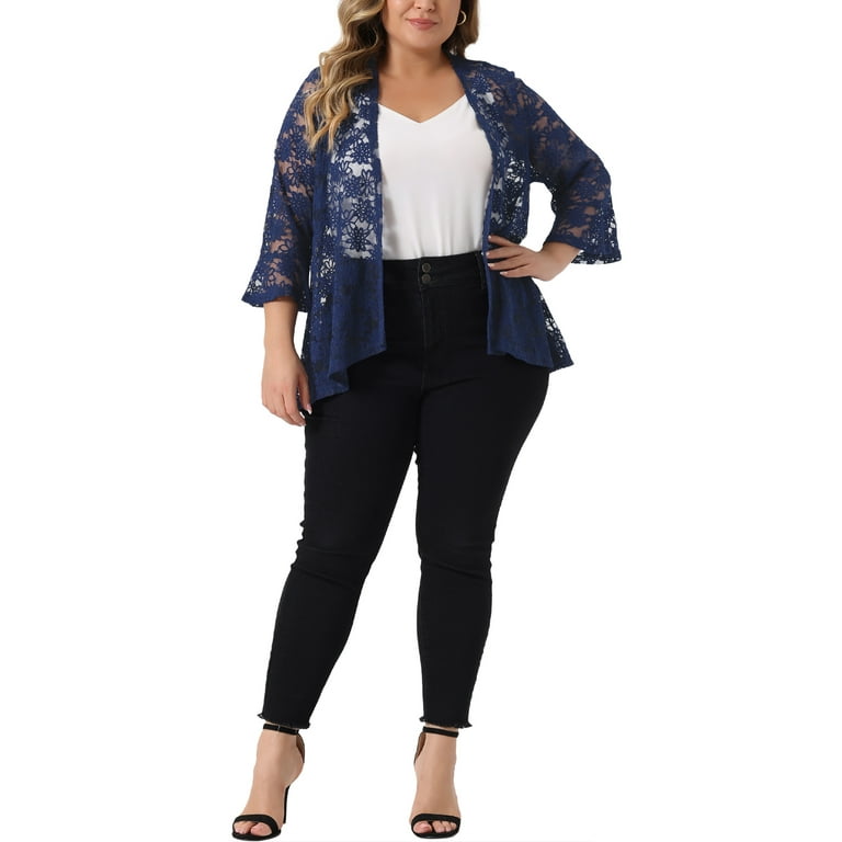 Longline Cardigan Plus Size Three Quarter Sleeve Cardigans