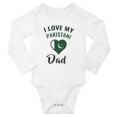 

I Love My Pakistani Dad Baby Long Slevve Romper Bodysuit (White 12-18 Months)