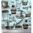 thumbnail image 1 of Soimoi Velvet Fabric Burger,Cupcake & Cups Print Sewing Fabric Yard 58 Inch Wide, 1 of 1