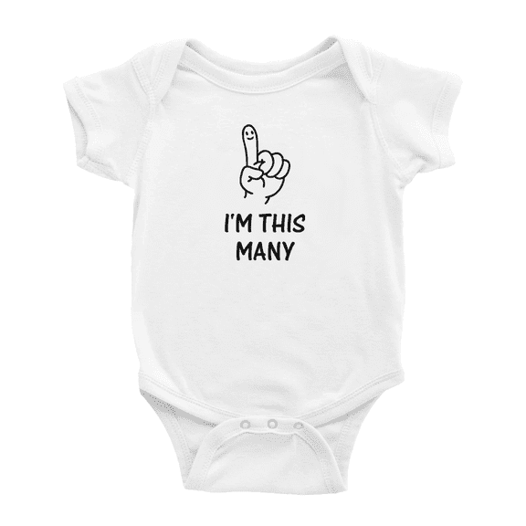 I'm This Many 1 First Birthday One Year Old Cute Baby Clothes Bodysuits Boy Girl Unisex