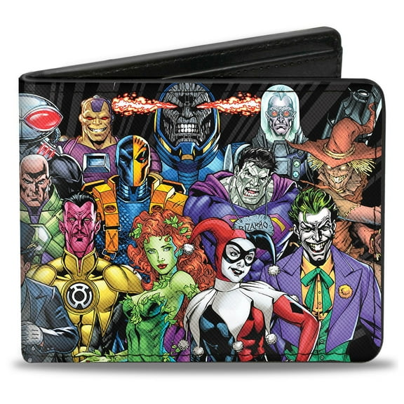 DC Comics Wallet, Bifold, DC Comics Villains Group Pose Black Gray, Vegan Leather