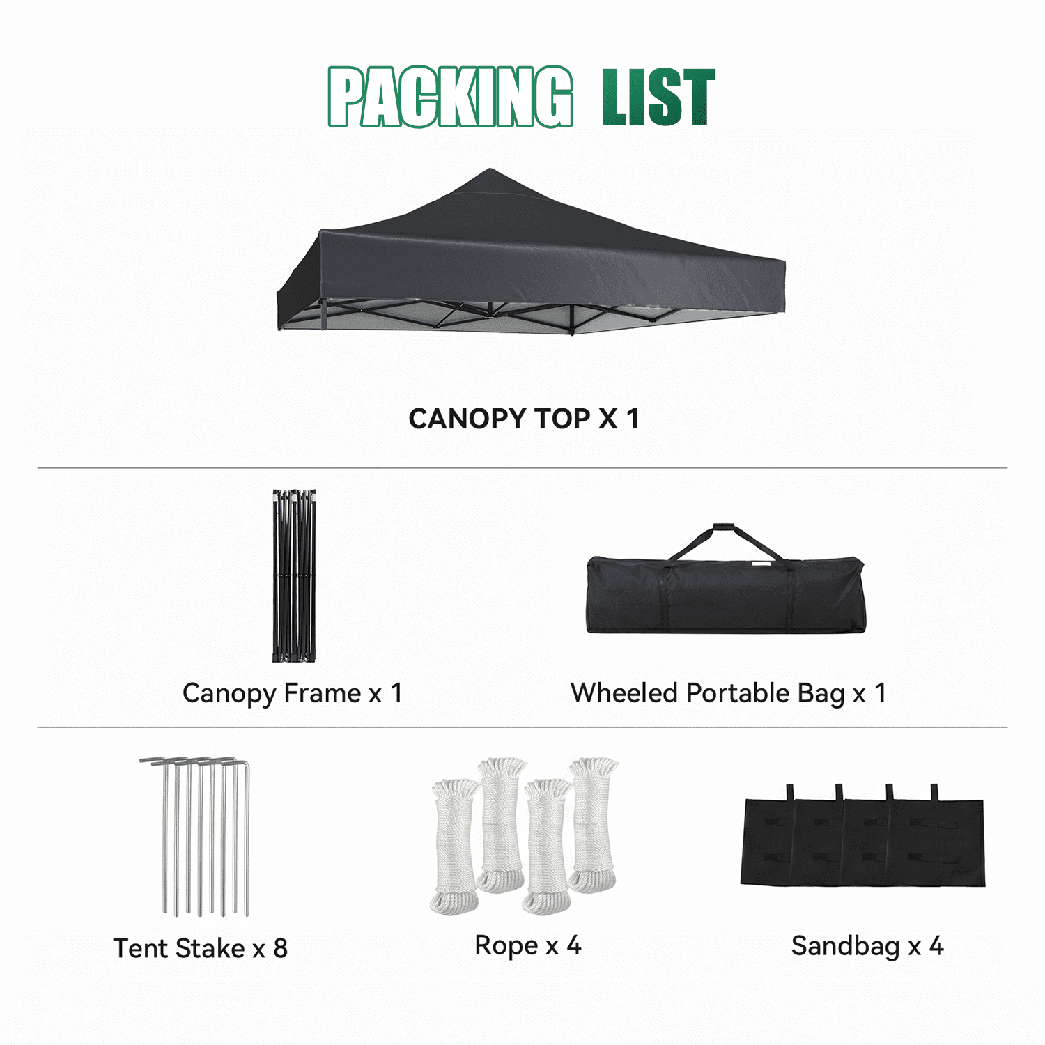 Dateyes 10x10FT Pop Up Canopy, Outdoor Canopy Tent with Carry Bag, Easy Setup Portable Instant Canopy with 4 Sandbags and 8 Stakes for Outdoor Events, Parties, Backyard, Lawn, Dark Gray