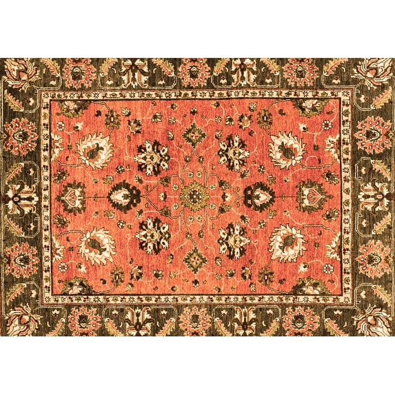 Ahgly Company Indoor Rectangle Oriental Orange Traditional Area Rugs, 2' x 5'