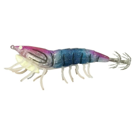 Ettsollp Luminous Lure Bait Luminous Shrimp Bait Fishing Lure with Sharp Hook Realistic Vibrant Color Compact Size Shrimp Squid Jig Lure Fishing Supplies