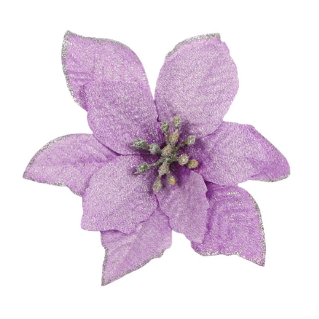 Glitter Artificial Poinsettia Flower Stems Christmas Flowers