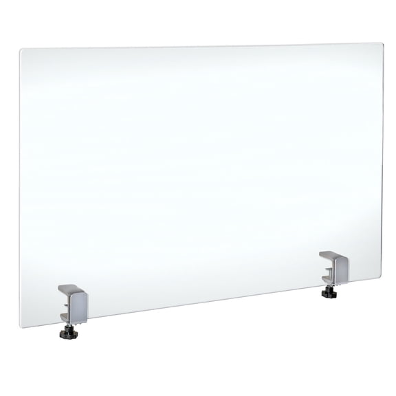 30" x 40" Acrylic Protective Shield with Metal Counter Edge Clamp. Plexiglass Protection.