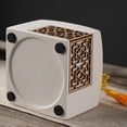 thumbnail image 6 of White square ceramic tea caddy, ceramic storage container, loose tea tin with yellow Chinese knot, for loose tea, coffee, spices,, 6 of 10