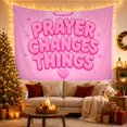 thumbnail image 3 of Prayer Changes Things on Soft Pink with Halo and Heart, Uplifting Retro Art for Faith Lovers, Christian Wall Decor, Friendship Gift Tapestry Wall Hanging for Bedroom and Dorm, 3 of 7