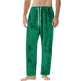 thumbnail image 6 of Dresfit Fuzzy Pajama Pants Mens Winter Flannel Pajamas Plush Solid Color Sleepwear Fluffy Warm Drawstring Bottoms Lounge Comfort Fleece Lined Pant with Pockets Green 2XL, 6 of 9