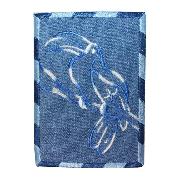 ID 0776 Toucan Outline On Denim Patch Jean Badge Embroidered Iron On Applique