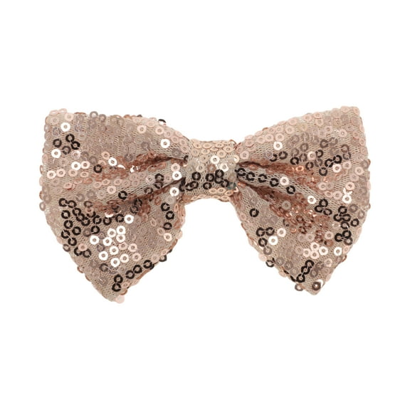 Unique Bargains 1 Pc Elegant Sequins Bow Hair Clip for Home White