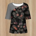 thumbnail image 6 of WREESH Womens T-Shirts Casual Floral Print Pullover Round Neck Short Sleeved Top Black, 6 of 6